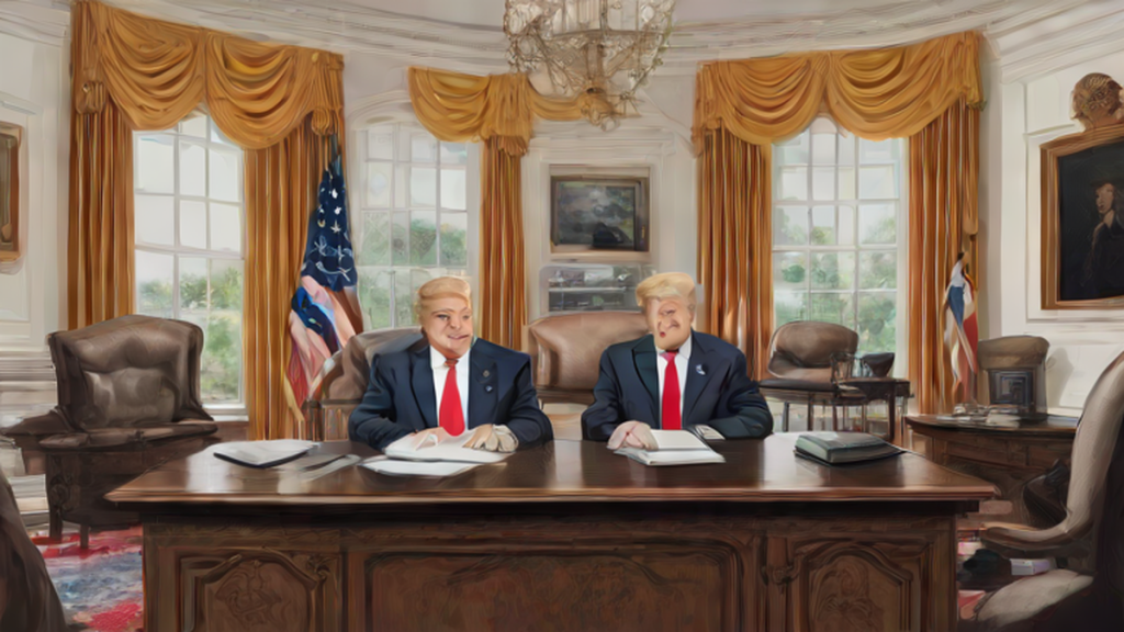 Ilustración editorial sobre política: Trump anuncia a Will Scharf como asesor legal de la Casa Blanca
