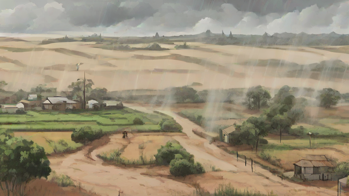 Ilustración editorial sobre medio ambiente: Lluvias ligeras en Corrientes hoy, 30 agosto 2026