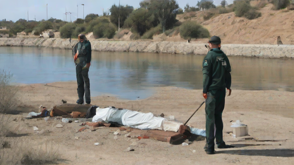 Ilustración editorial sobre seguridad: Tres muertos en tiroteo en Isla Cristina, Huelva