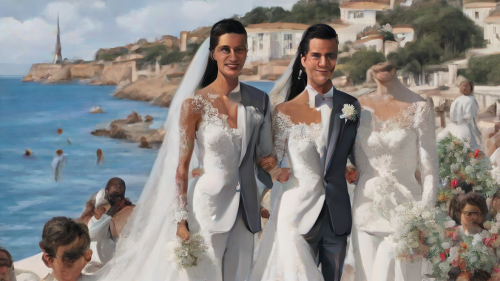 Ilustración editorial sobre deportes: Cristiano Ronaldo y Georgina Rodríguez se casan en una ceremonia íntima