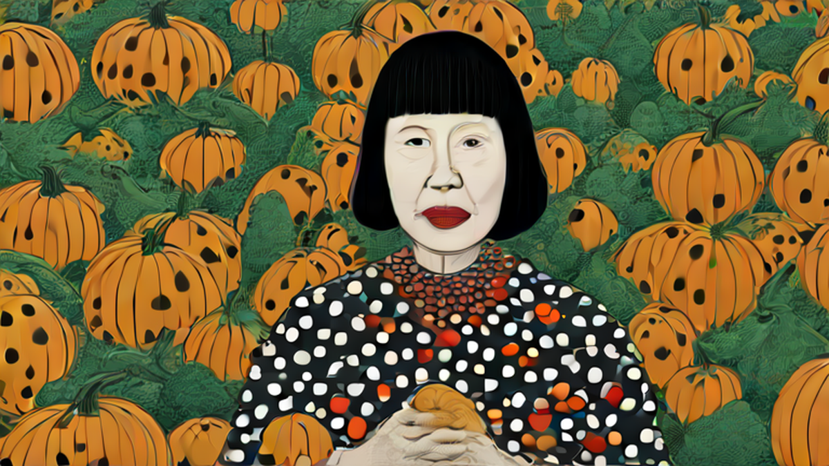 Ilustración editorial sobre cultura: Muere Yayoi Kusama a los 97 años, la artista que convirtió los puntos en infinito