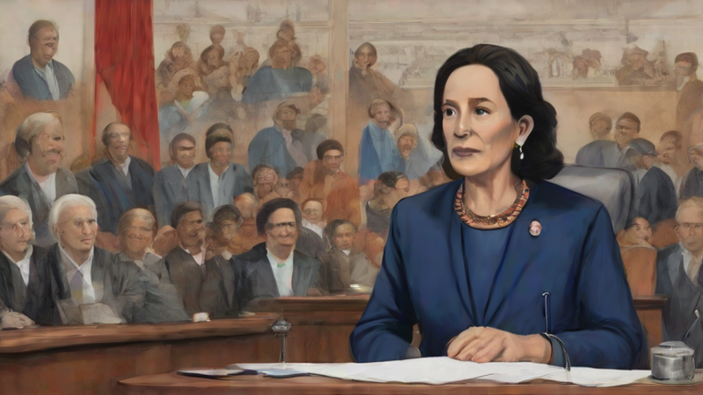 Ilustración editorial sobre política: Sheinbaum propone renombrar Paso de Cortés como Paso de los Pueblos Indígenas