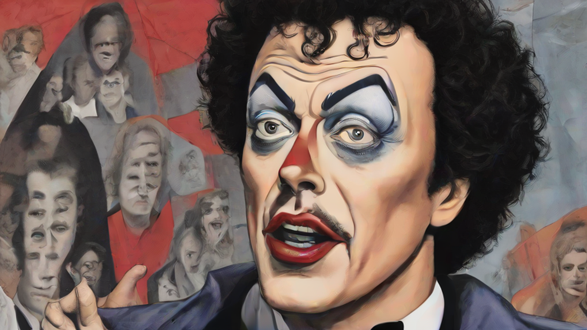 Ilustración editorial sobre sociedad: Tim Curry, icónico actor de It y Rocky Horror Picture Show, fallece a los 80 años