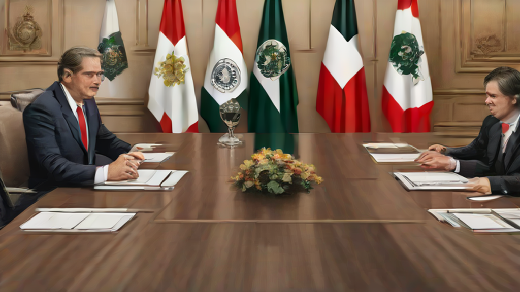 Ilustración editorial sobre política: Se restablecen las relaciones entre México y Perú