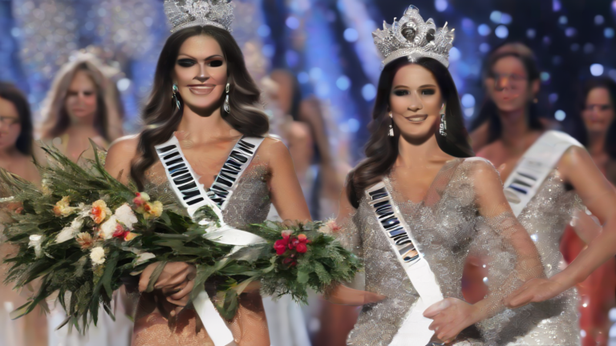 Ilustración editorial sobre sociedad: Fátima Bosch entrega corona de Miss Universo México a María Vargas