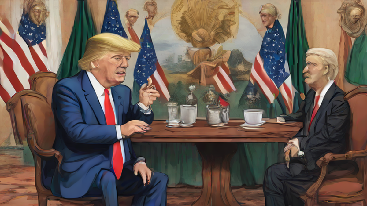 Ilustración editorial sobre sociedad: Trump sugiere cambiar Nuevo México por Nueva América