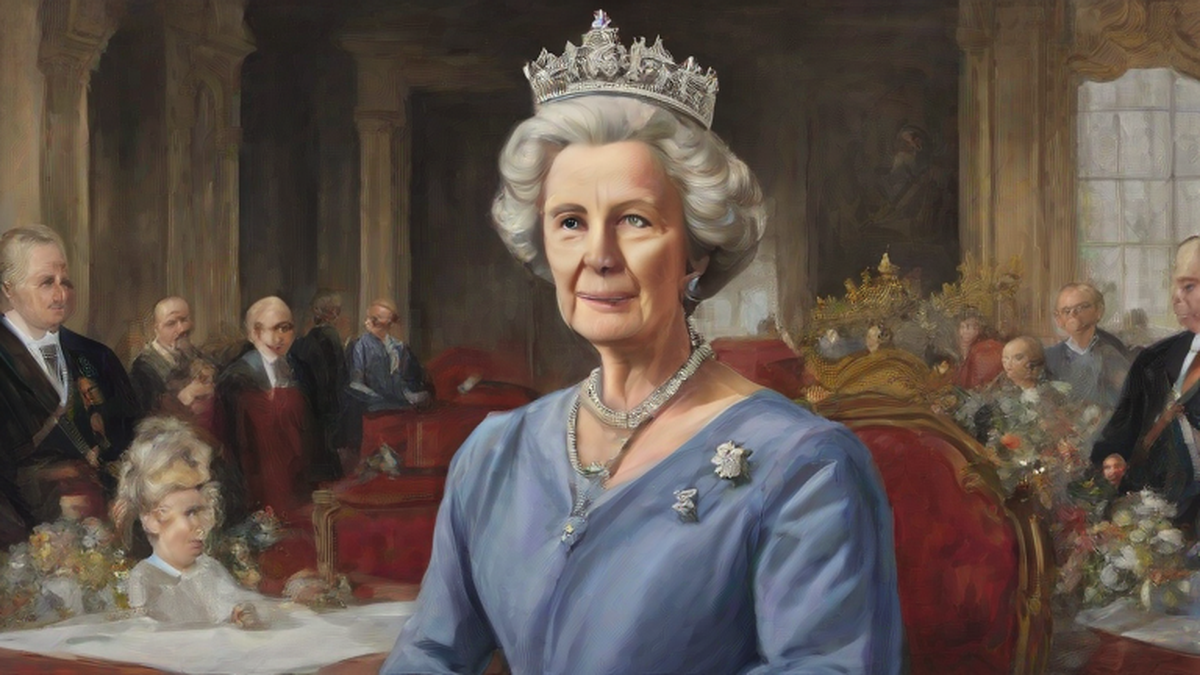Ilustración editorial sobre sociedad: Muere la princesa Astrid de Noruega a los 94 años, dos semanas después del rey Harald V