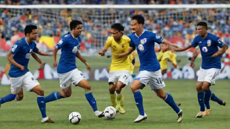Ilustración editorial sobre deportes: Cruz Azul se impone 4-3 al América en el Clásico Joven